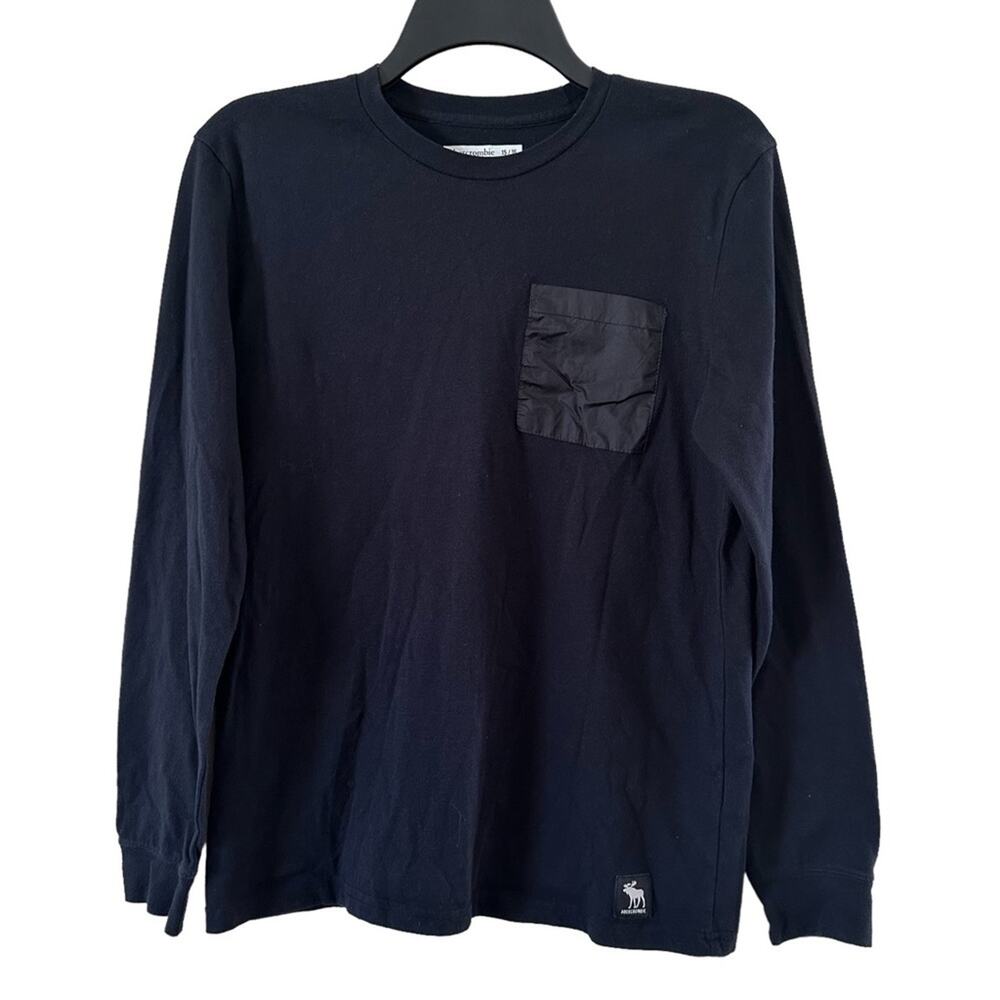 Abercrombie Kids Boys Long Sleeves T-shirt With Front Pocket Black Size 15/16